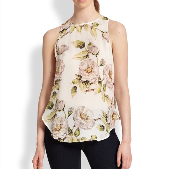 ☀️ HAUTE HIPPIE Silk Draped Floral Tank, XS - Picture 2 of 6